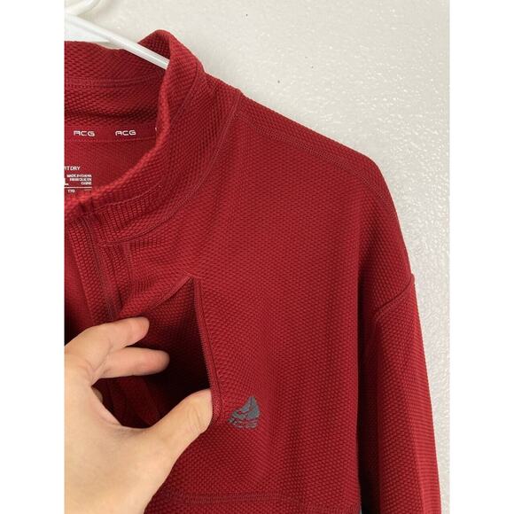 NIKE ACG Pullover 1/4 Zip Quarter Zip Red Gray Fit Dry Long Sleeves XXL 2XL - Picture 5 of 11